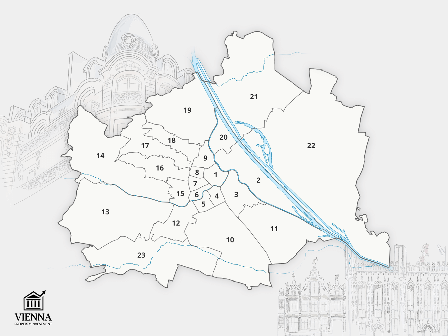 bản đồ các quận của Vienna
