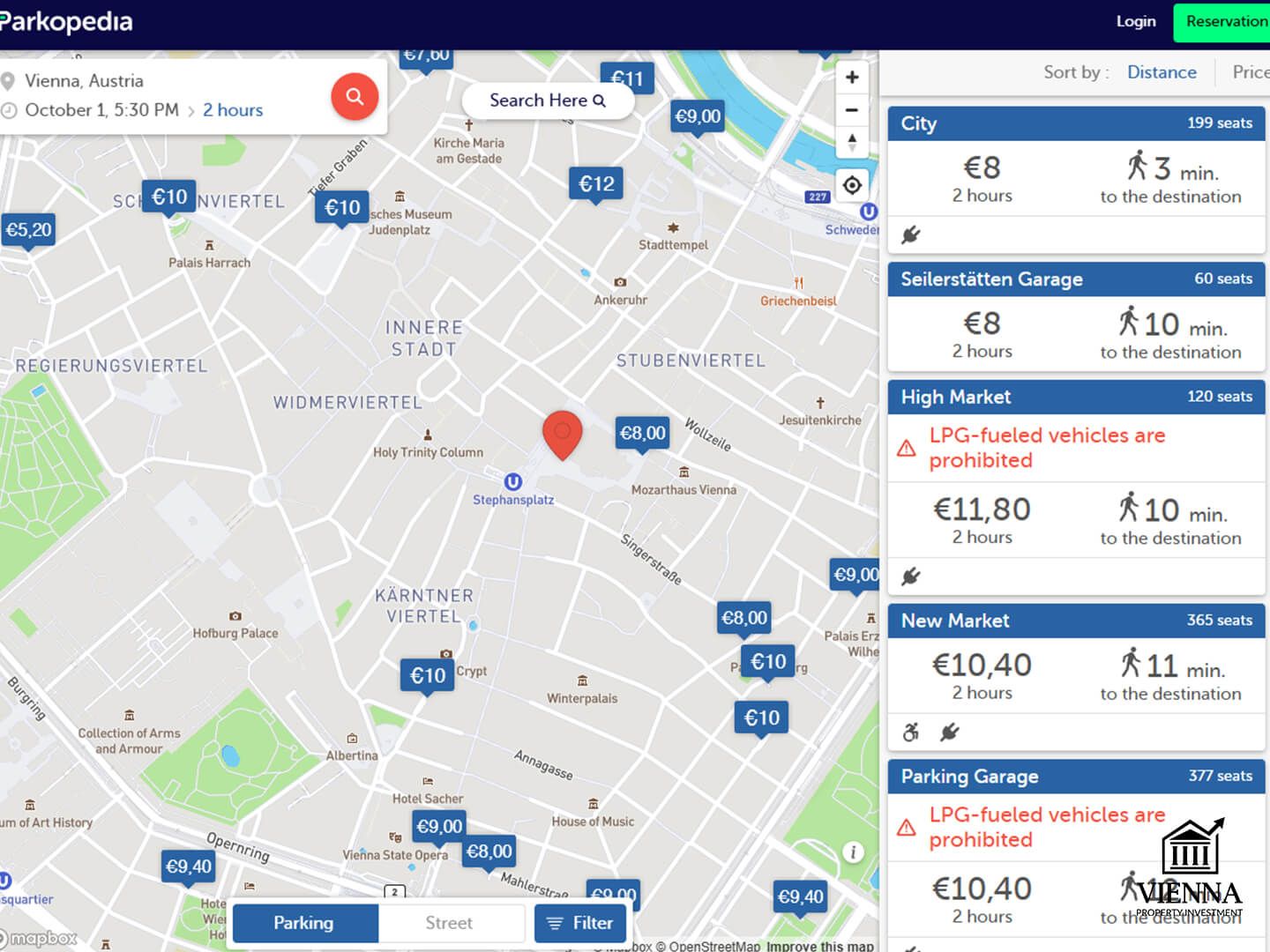 парковки в вене