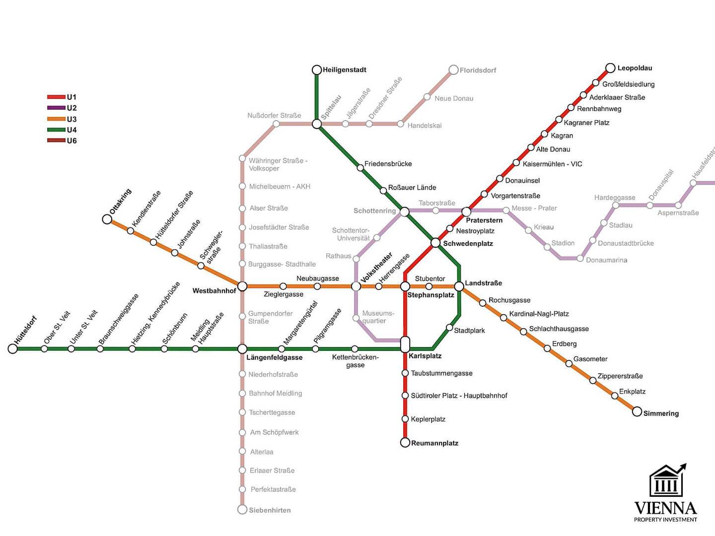 линии метро в 1м районе вены