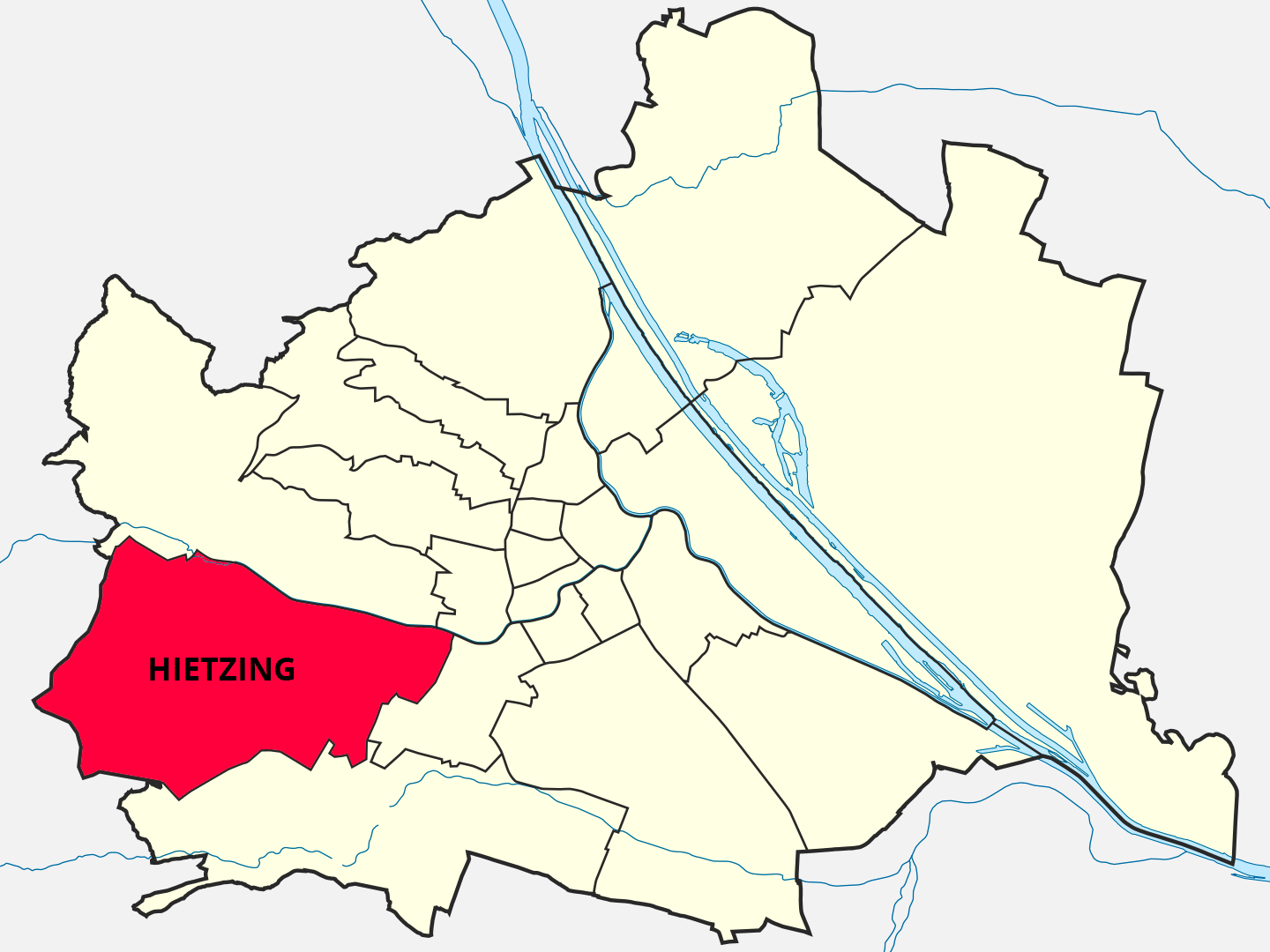 वियना का 13वां जिला, हिट्ज़िंग, मानचित्र पर