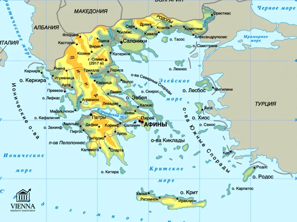 карта регионов греции