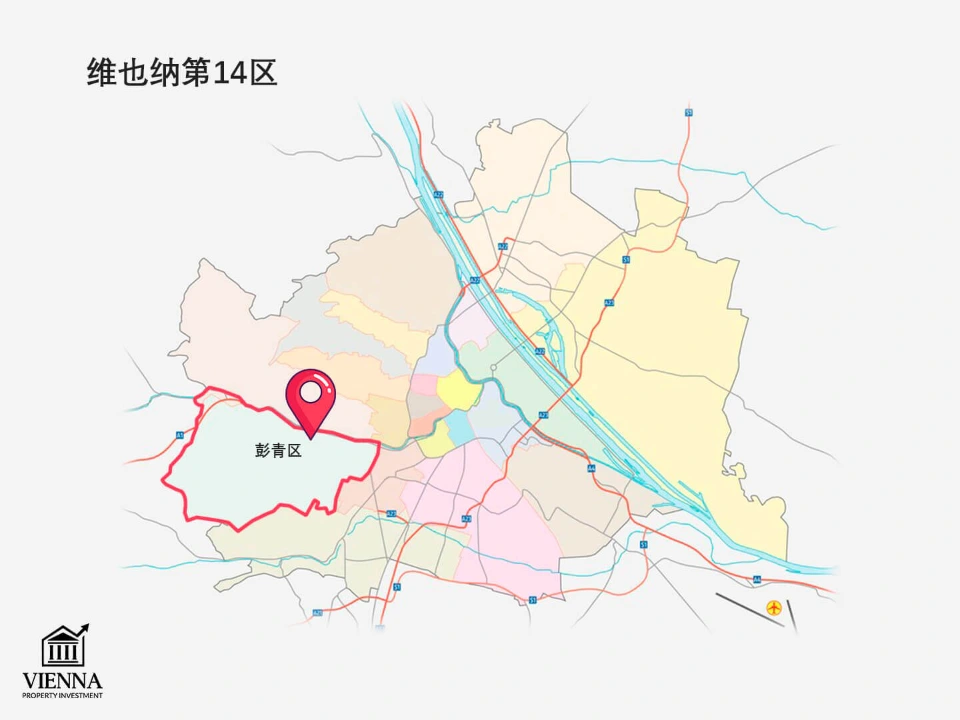 維也納第14區彭青（Penzing）在地圖上的位置