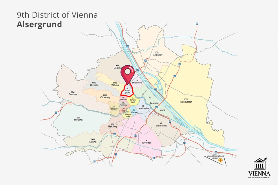 Alsergrund 9, distrik Wina di peta