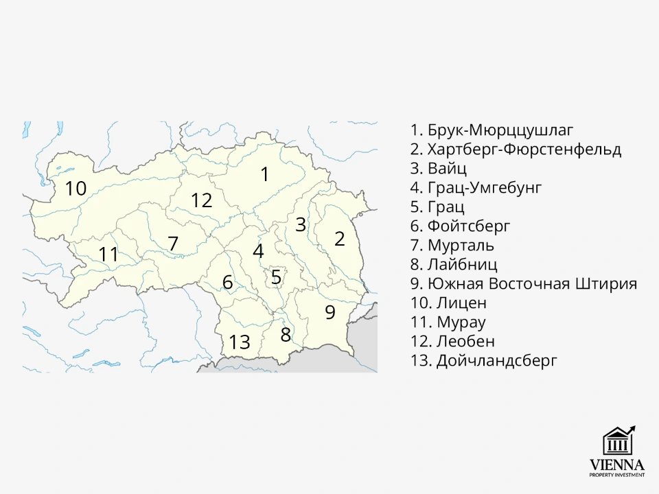 карта округов штрии