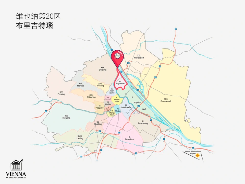 維也納第20區布里吉特瑙，地圖上的位置