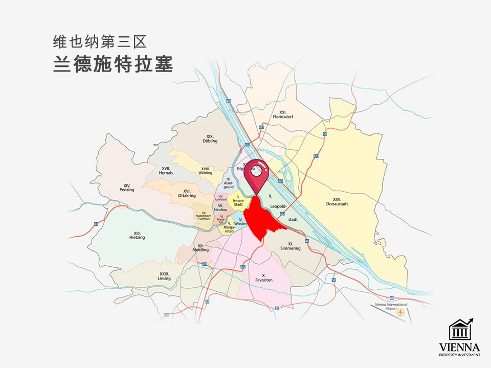 维也纳第三区，兰德大街地图
