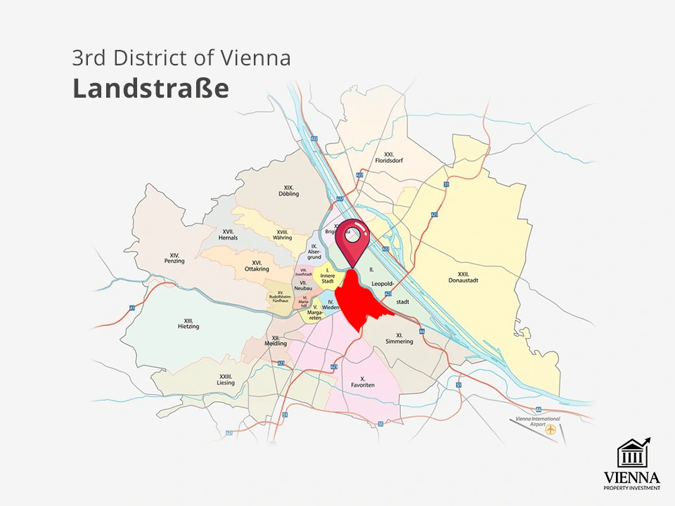 Мапа 3. округа Беча, Ландштрасе