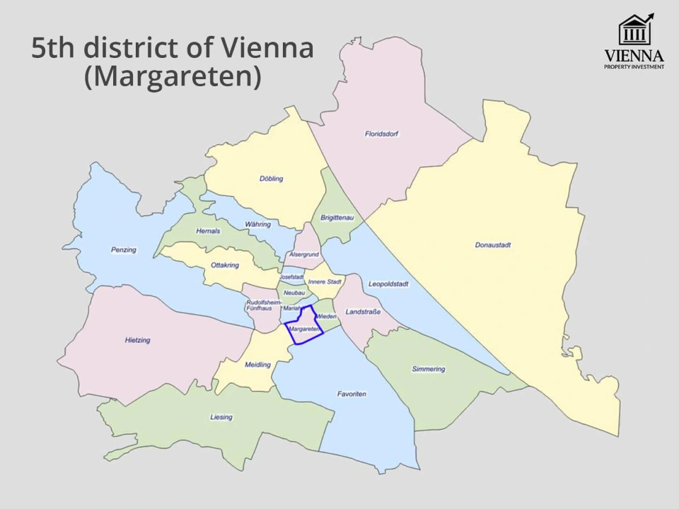 মানচিত্রে ভিয়েনার ৫ম জেলা, মার্গারেটেন
