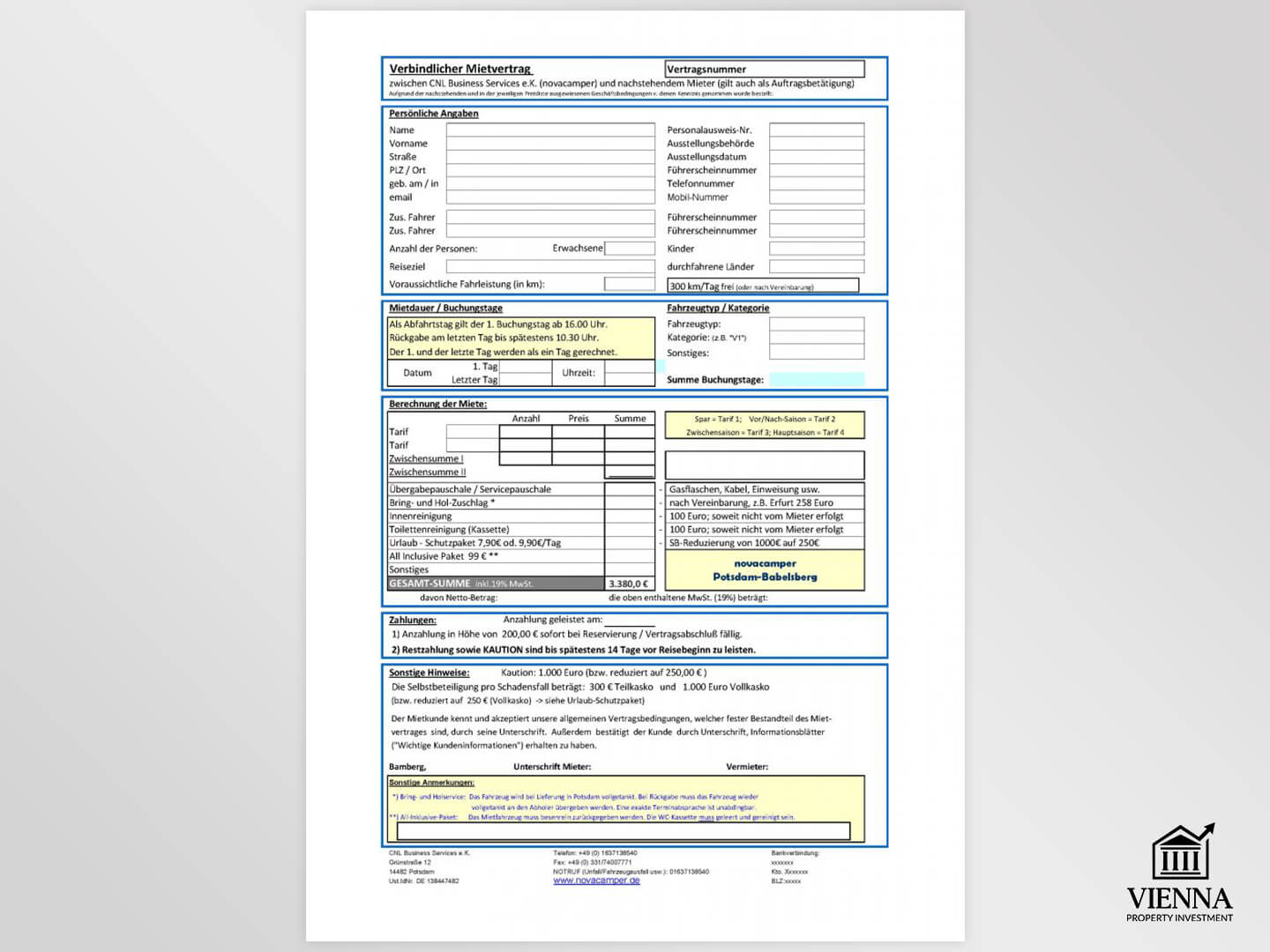 Halimbawang kasunduan sa pag-upa sa Austria