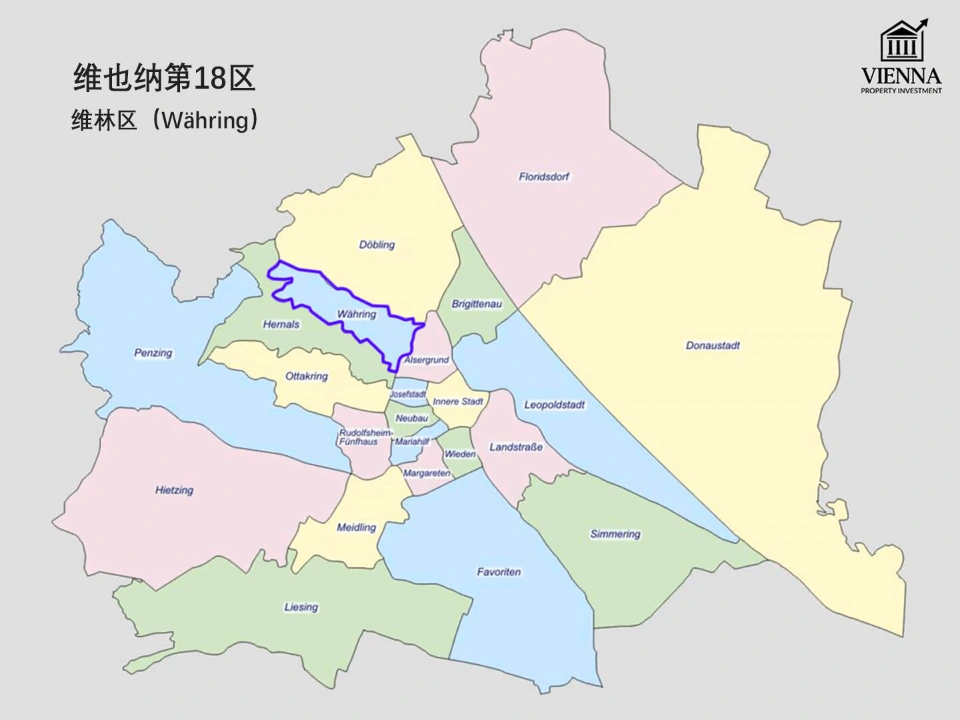 维也纳第18区，瓦林区，地图